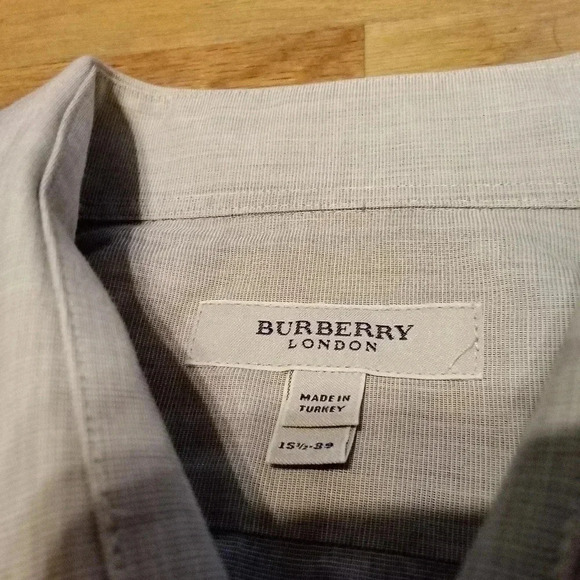 Burberry London Mens Gray Long Sleeve Button Shirt 15 1/2 - 39 - Picture 5 of 12
